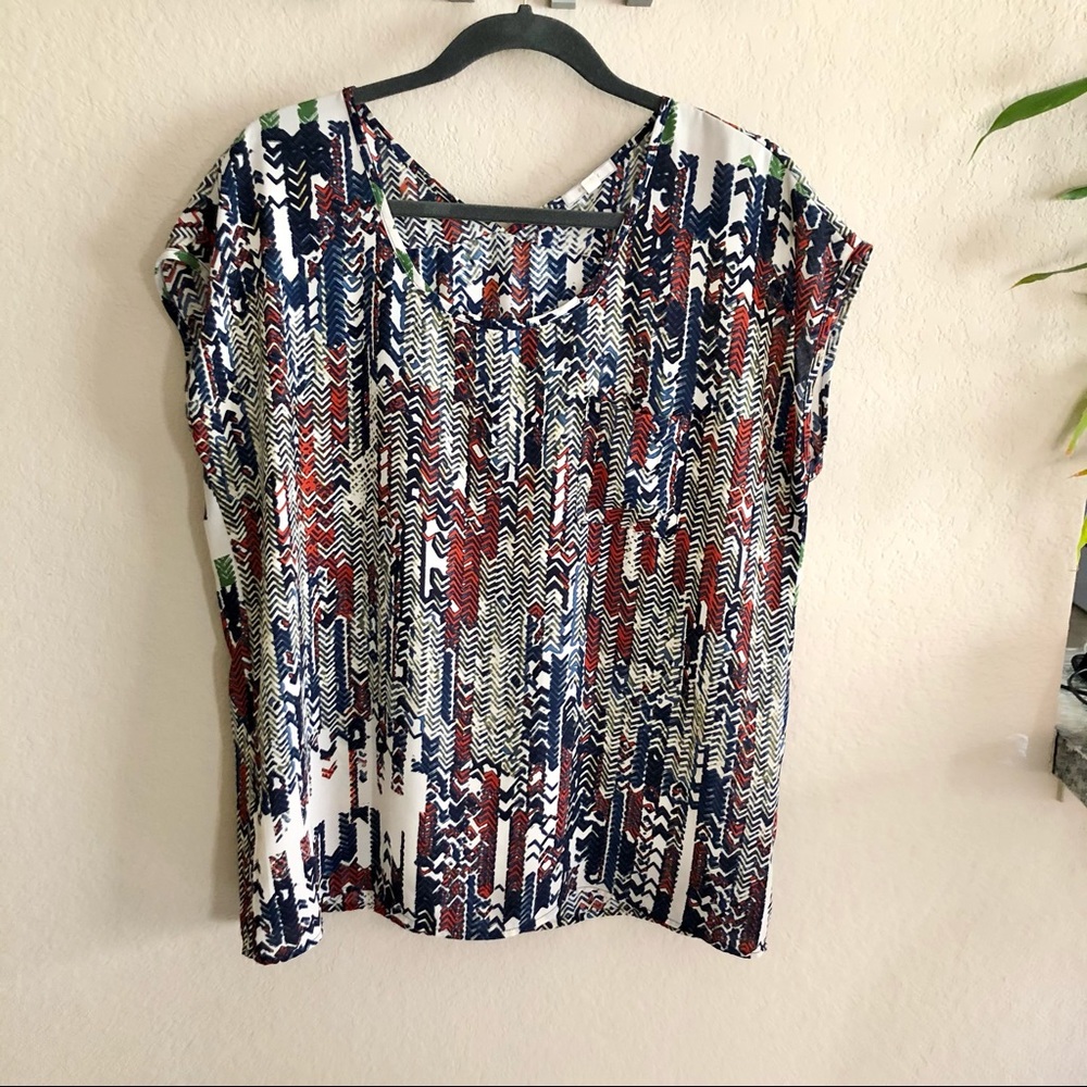 Anthropologie geometric sleeveless blouse, medium
